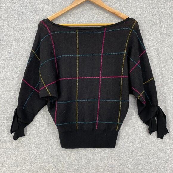 New York & Co Sweater Womens Small Black 7th Ave 3/4 Knotted Sleeve NEW - Picture 4 of 13